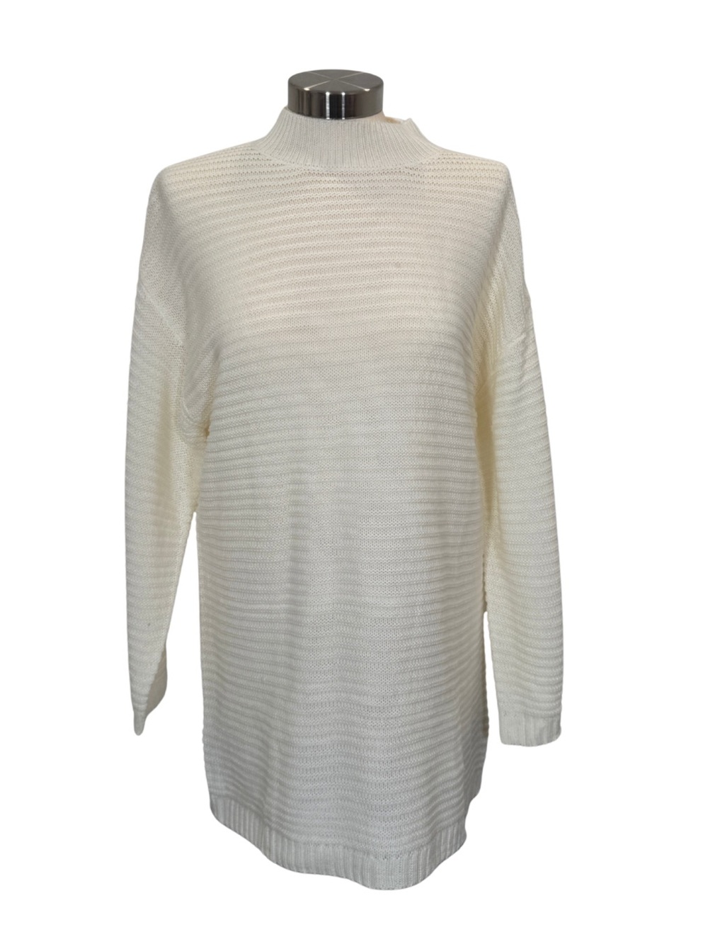 Missguided Cream Ribbed Mock Neck Mini Dress